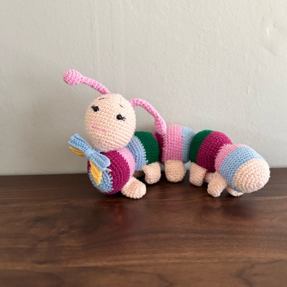 Handmade Multicolor Crochet Caterpillar Plush - Picture 1 of 2